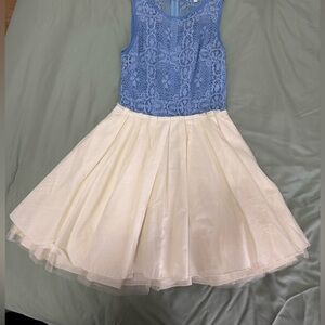 Blue and Cream Lace Dress - Jun & Ivy